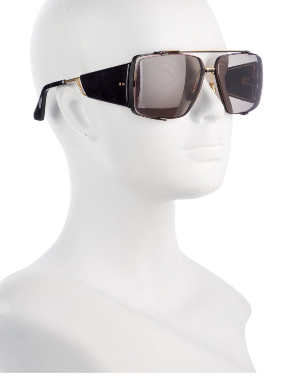 DITA Men's Black Frame Sunglasses with Gold Bridge and Brown Gradient Lenses